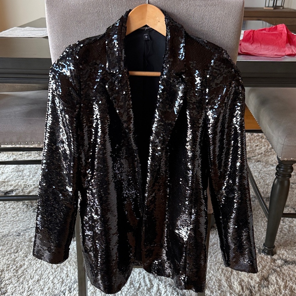 Express Black Sequin Blazer